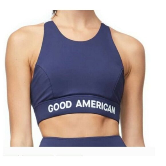 NWT Good American Core Power Sports Bra Bralette Top Active Athleisure Navy XS - Picture 2 of 12